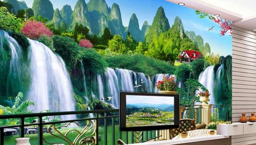 3D-alam-wallpaper-Mural-besar-ruang-tamu-TV-background-wallpaper-Dinding-lukisan-angsa-jatuh